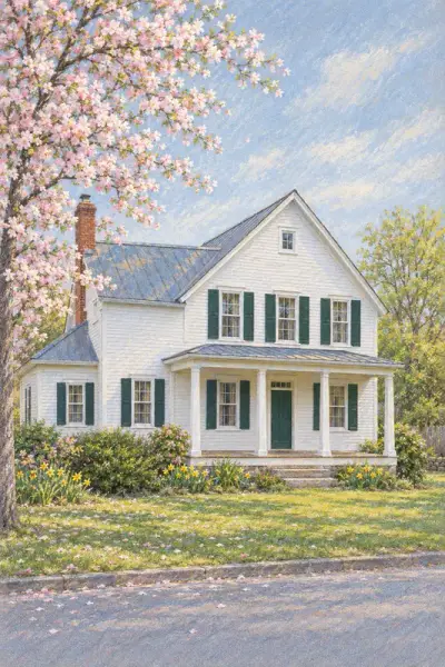 The Farmhouse painted as Blossom Morning