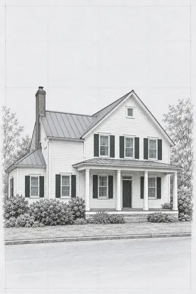 The Farmhouse painted as Ink Elevation