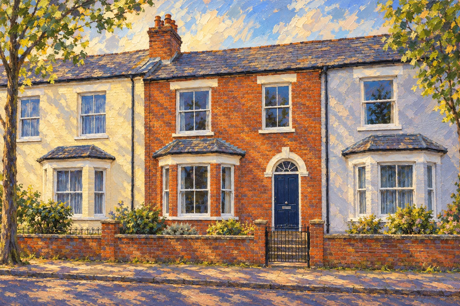 The Terrace, a test house, painted as the Plein Air Oil wide: Your house in a long afternoon